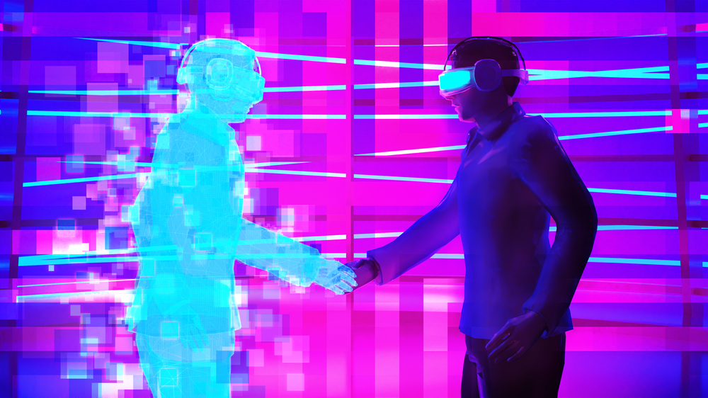Business,Man,Wear,Virtual,Glasses,Is,Shaking,Hand,With,Hologram