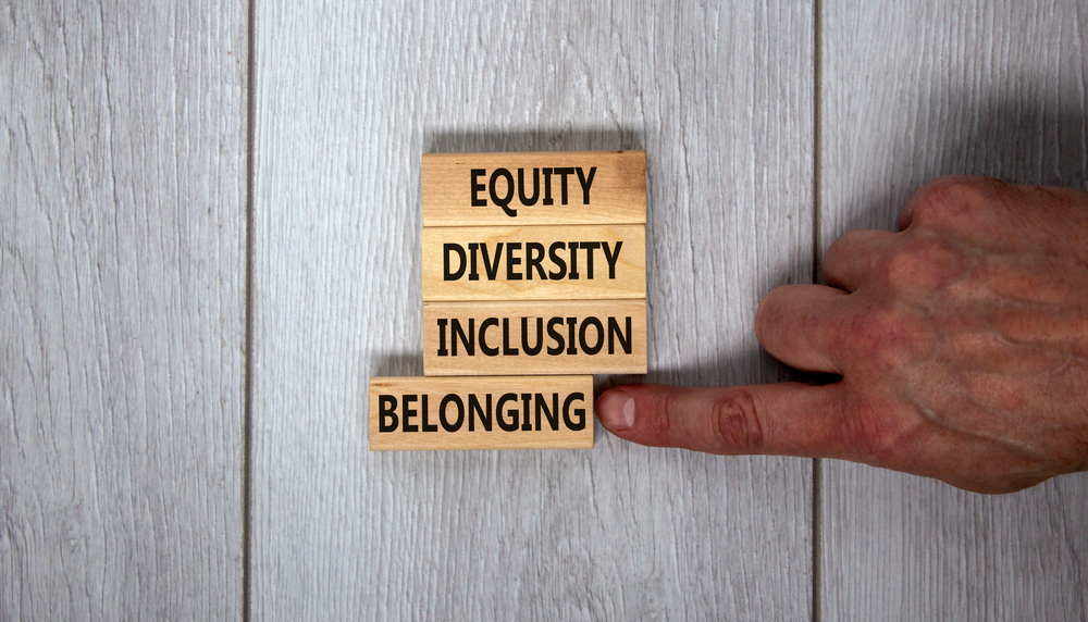 Equity,,Diversity,,Inclusion,And,Belonging,Symbol.,Wooden,Blocks,With,Words