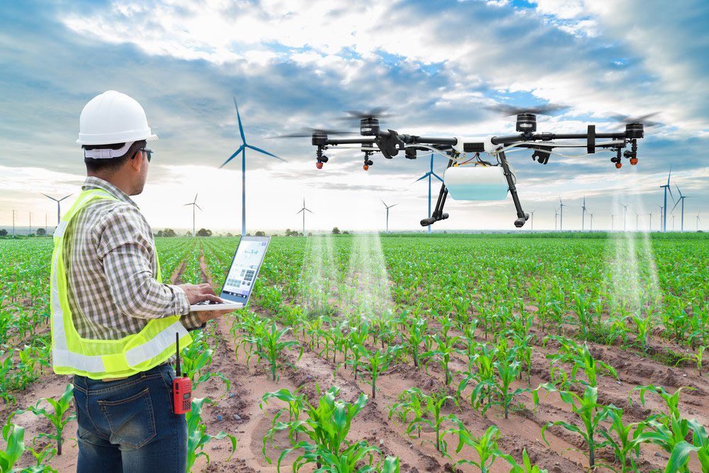 Technician,Farmer,Use,Wifi,Computer,Control,Agriculture,Drone,Fly,To