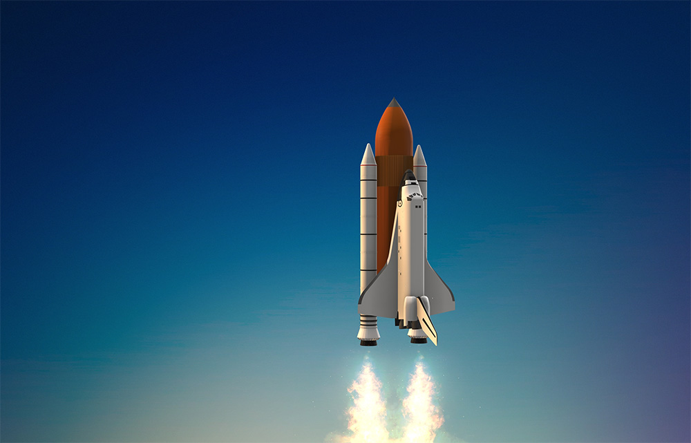 Commercial,Space,Rocket,Launch,Into,Space,With,Exhaust,Flames.3d,Illustration.