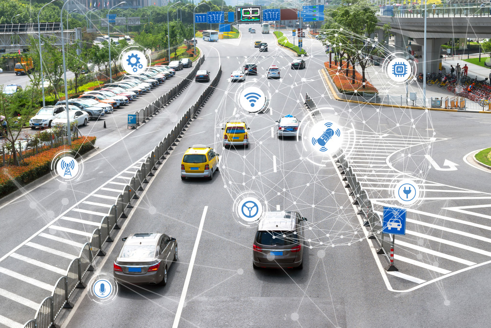 Smart,Car,,,Autonomous,Self-driving,Mode,Vehicle,On,Metro,City
